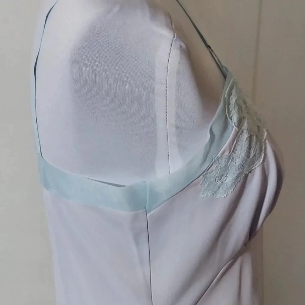 Vintage Baby Blue Kayser Tiny Pleats and Lace Full Slip with Adjustable Shoulder - Picture 11 of 16